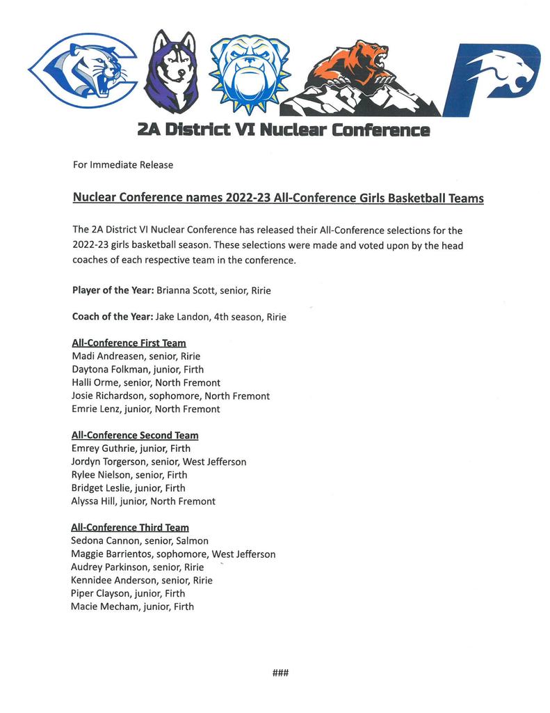 Girls Bball All-Conference List