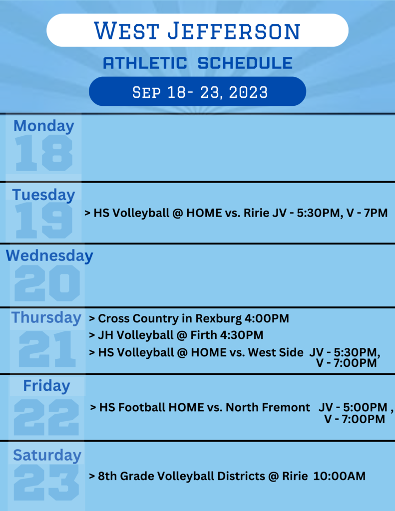 Weekly Athletic Schedule
